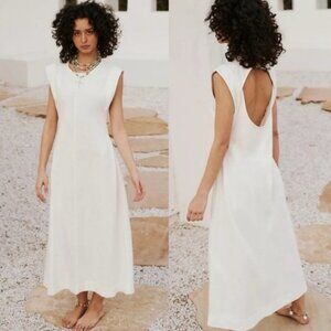 Free People Beach Simone Sleeveless Open Back Maxi Dress XS New Neutral